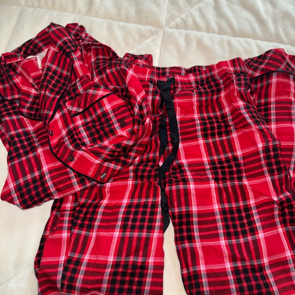 Victoria's Secret Red and Black Plaid Pajama Set
